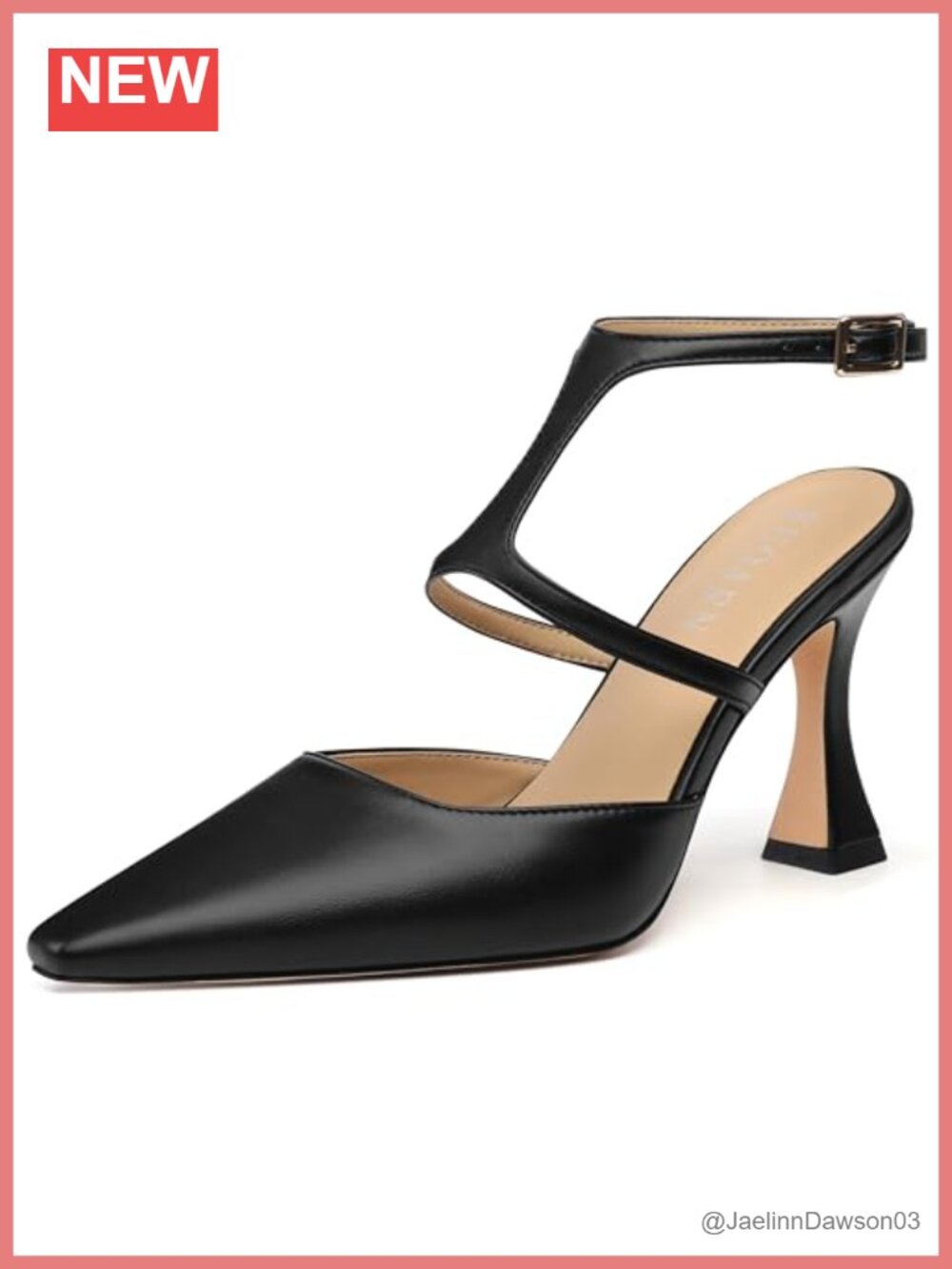 Women's Stiletto Slingback Heels Faux Leather Pointed Toe Buckle Ankle Strap